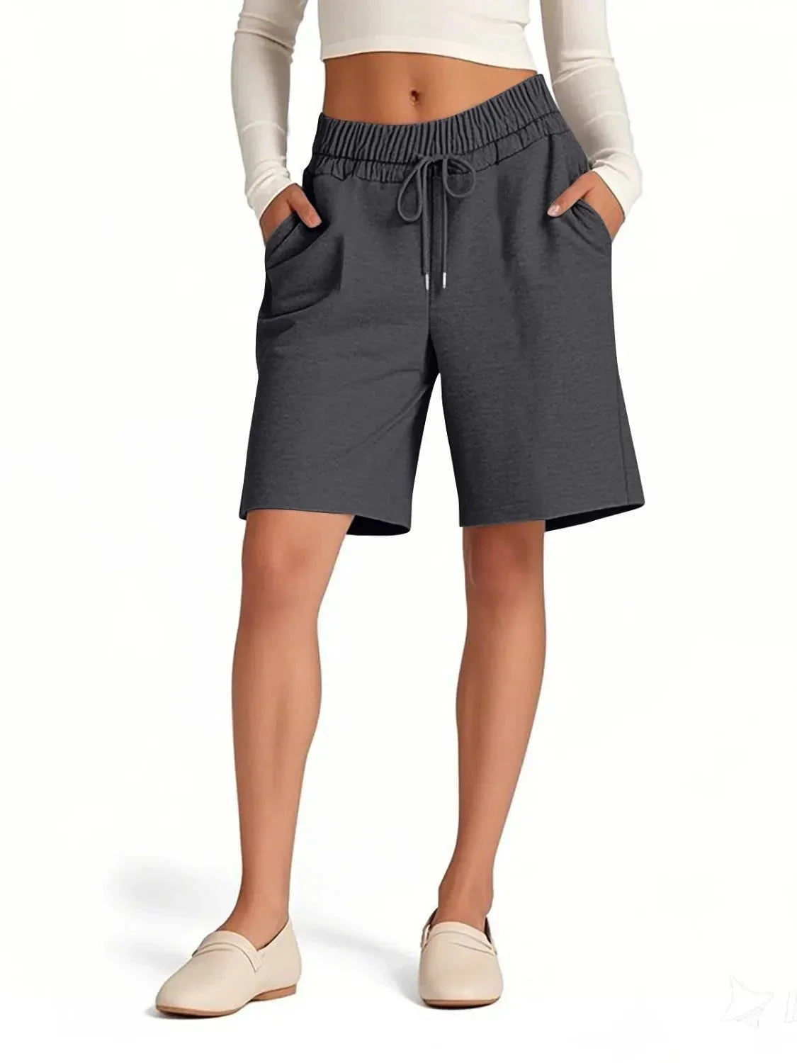 Drawstring Shorts with Pockets - VILLA FASHION